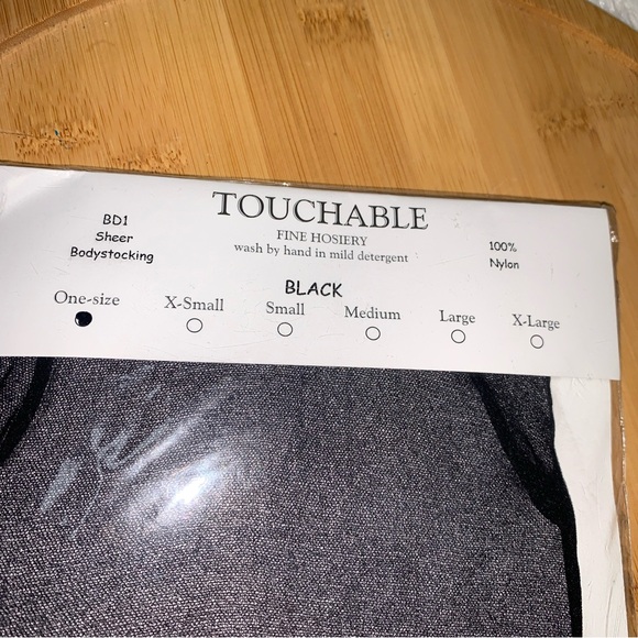Touchable Fine Hosiery BD1 Sheer Body Stocking One Size Black Made In Europe - Picture 3 of 3